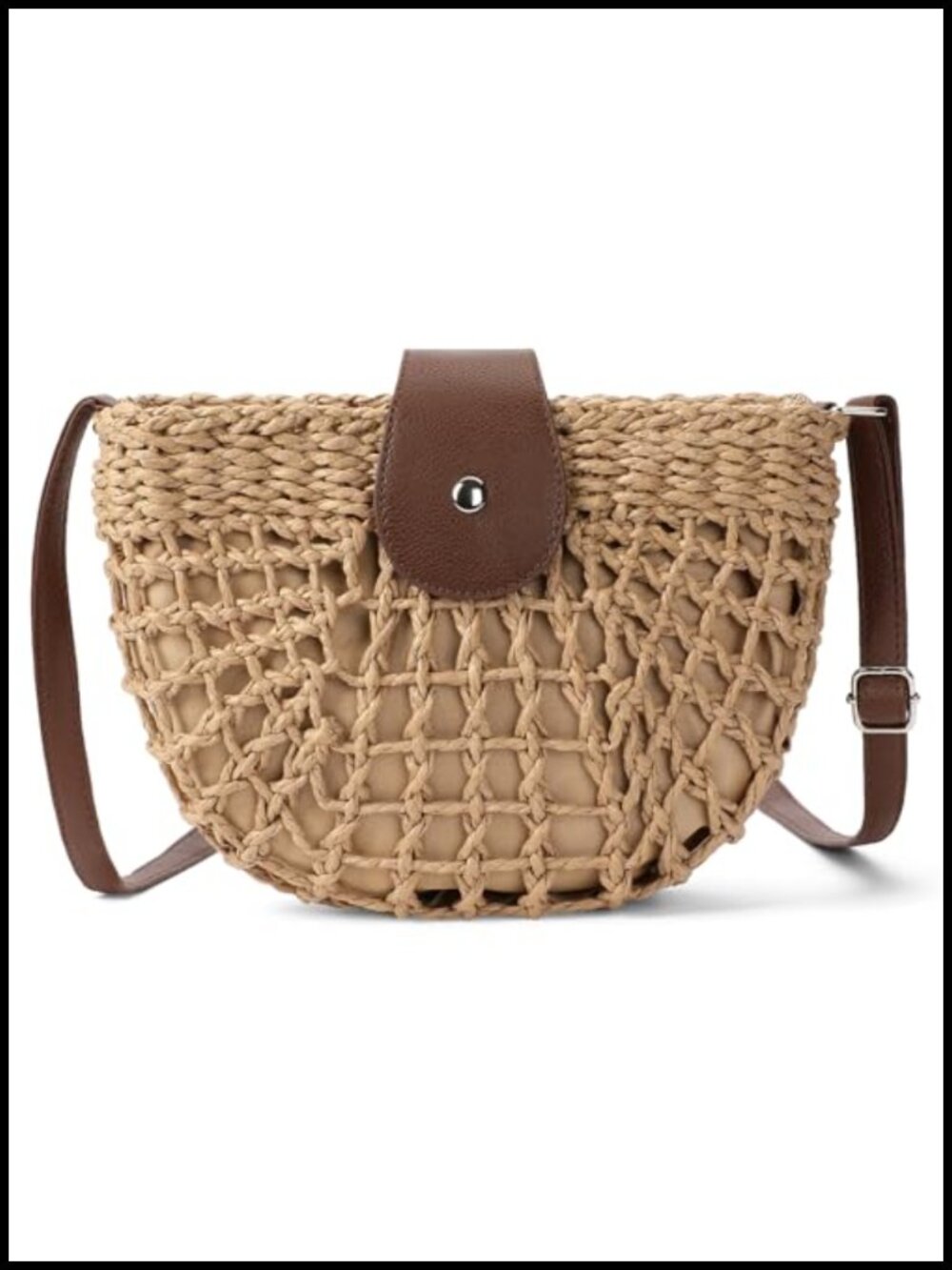 Straw Crossbody Bag Women Woven Tote Adjustable Strap Summer Beach Shoulder